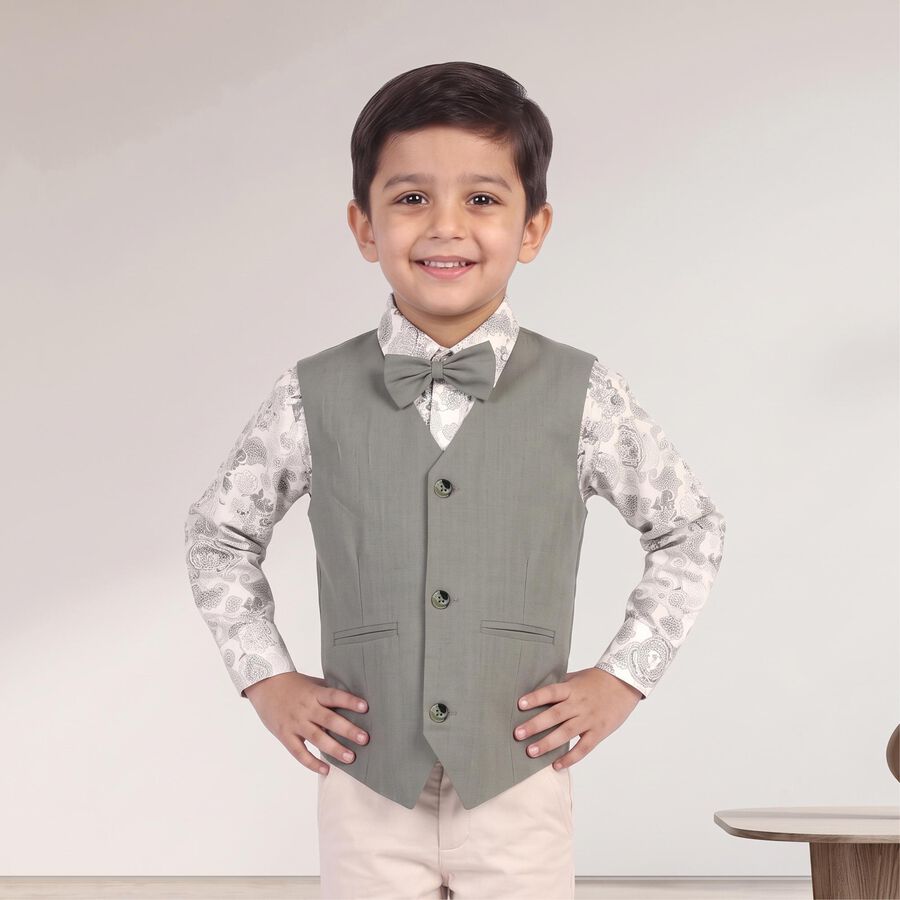 Boys Green Cotton Collar Shirt, Light Green, large