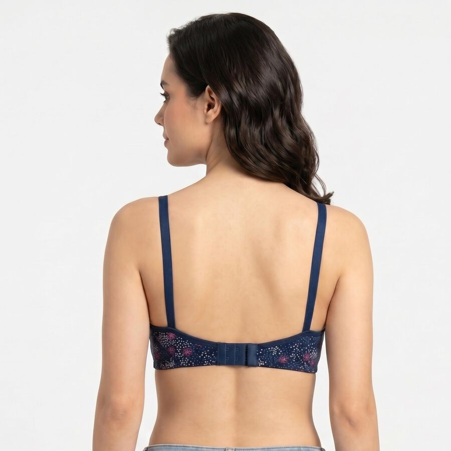 Women's Navy Blue Cotton V-Neck Bralette Bra, नेवी ब्लू, large