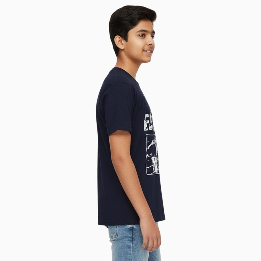 Boys' Half Sleeves T-Shirt, Navy Blue, large image number null