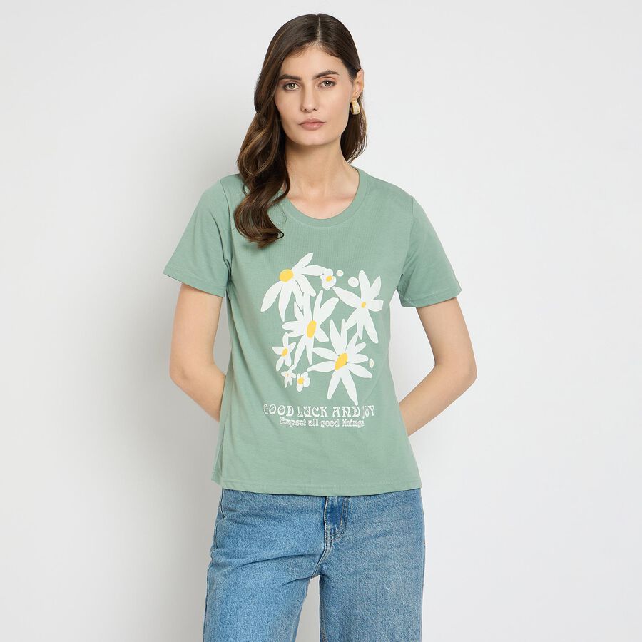Ladies' Round Neck T-Shirt , हल्का हरा, large image number null