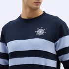Men's Deep Midnight Navy Crew Neck Casual Sweatshirt, Navy Blue, small image number null