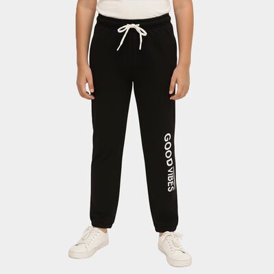 Boys Jet Black Good Vibes Printed Winter Pyjama