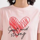 Women's Light Pink Round Neck Graphic Print T-Shirt, Light Pink, small