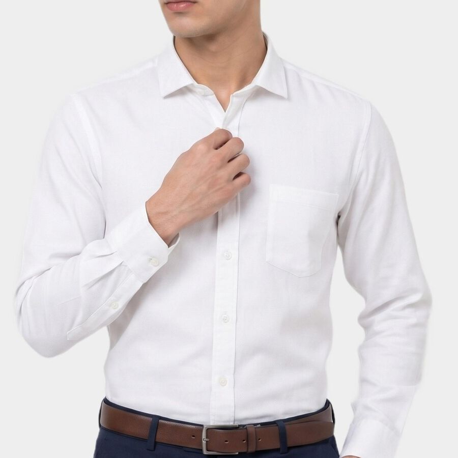 Men's White Regular Fit Formal Shirt, सफ़ेद, large