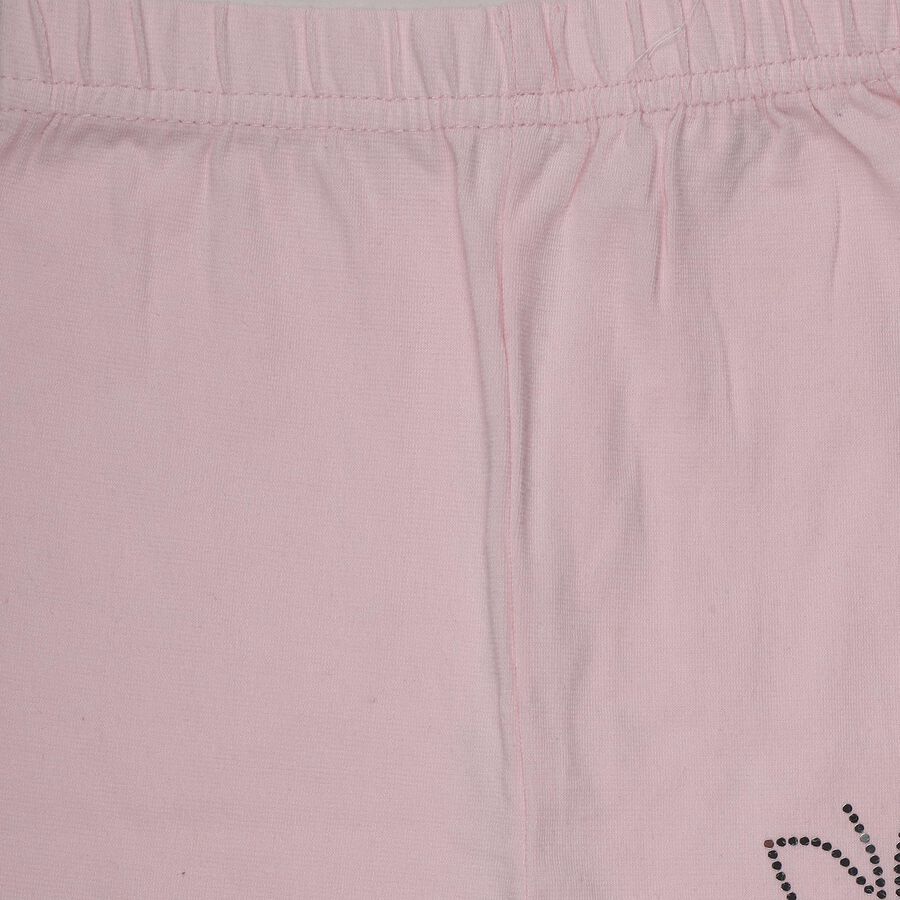 Girls' Pink Stretch Butterfly Embellished Legging, Light Pink, large