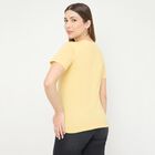Women's Bright Yellow Round Neck Casual T-Shirt, Yellow, small