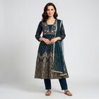 Women's Teal Embroidered Ethnic Set, Teal Blue, small