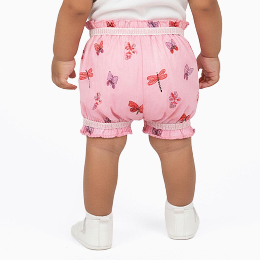 Infant Bright Pink Regular Fit Butterfly Print Bloomers, Pink, large image number null