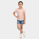 Girls Peach Round Neck Regular T-Shirt, पीच, small