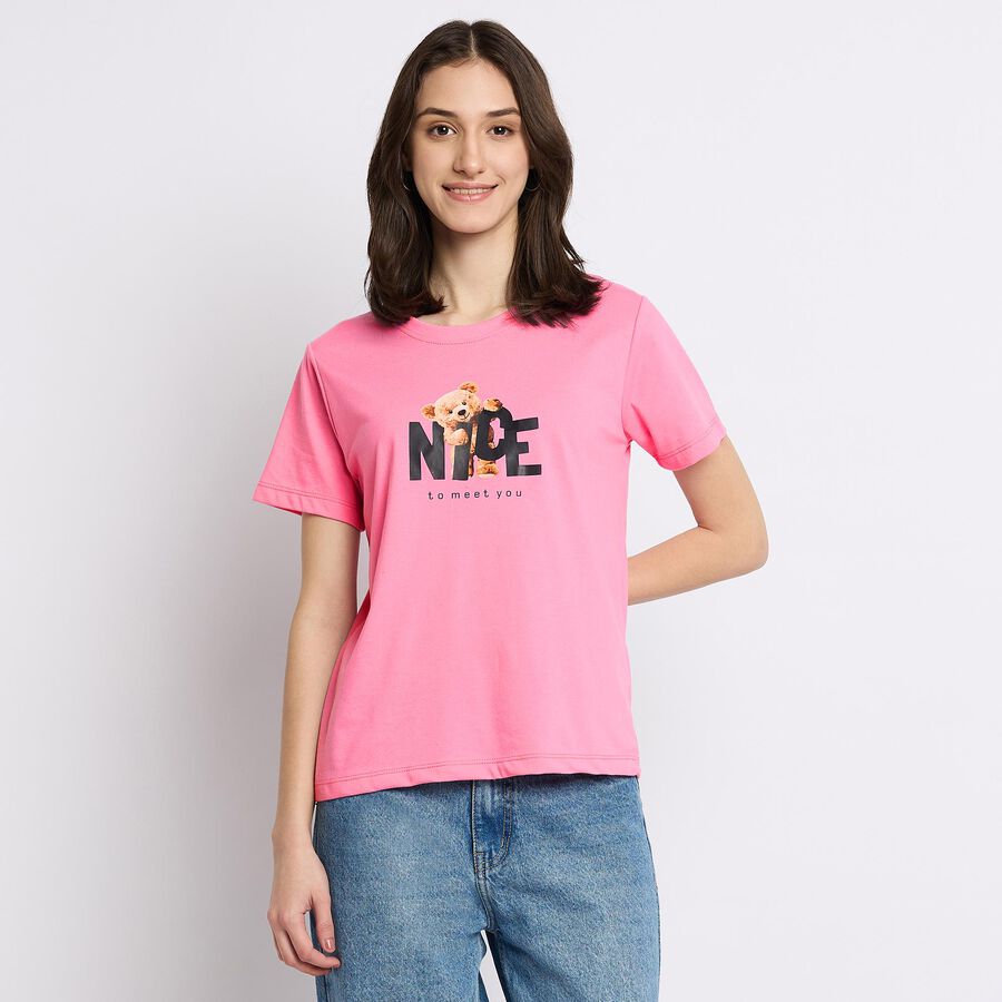 Ladies' Round Neck T-Shirt , Pink, large image number null