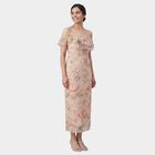 Women's Light Pink Mock Neck Floral Mini Dress, Light Pink, small