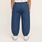 Girls' Deep Blue Relaxed Fit Lace Trim Jeans, मध्यम नीला, small image number null