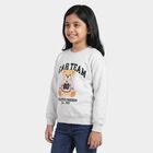 Girls' Grey Crew Neck Pullover Sweatshirt, मिश्रित हल्का ग्रे, small