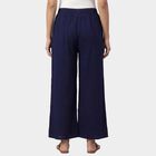 Women's Dark Blue Relaxed Fit Floral Printed Palazzos, Dark Blue, small
