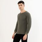 Men's Muted Olive Green Round Neck Thermal, Olive, small image number null