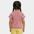 Girls' Pink Round Neck Floral Printed T-Shirt, हल्का गुलाबी, small