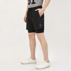 Men's Black Regular Fit Sports Shorts, काला, small