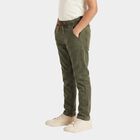 Boys' Olive Green Straight Fit Drawstring Waist Jeans, ओलिव, small