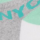 Boys' Muted Mint Green and Deep Charcoal Black Regular Fit NYC Text Pack of 2 Socks, Melange Mid Grey, small image number null