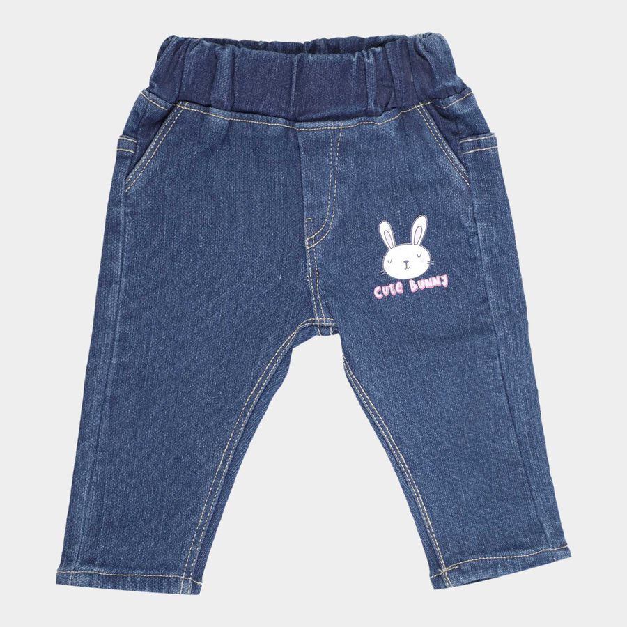 Infants Basic Wash with Embroidery Elasticated Jeans, Dark Blue, large image number null