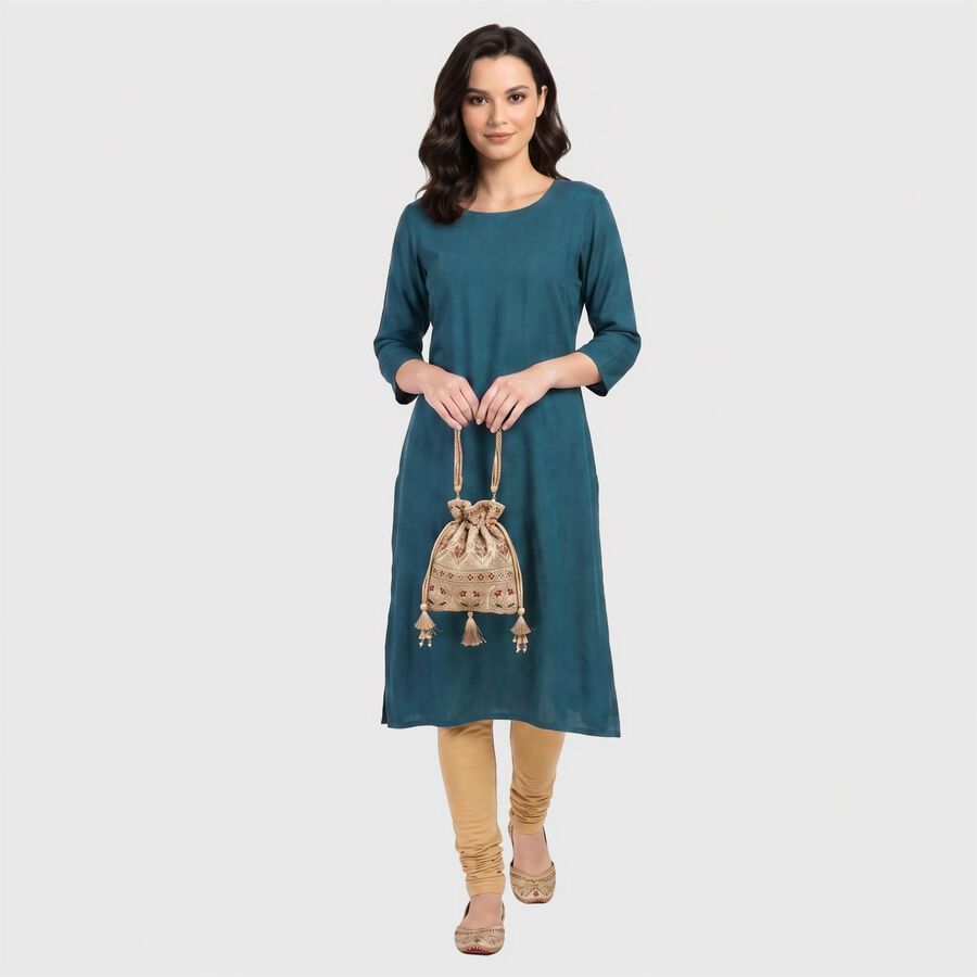 Women's Khaki Cotton Blend Elastic Waist Churidar, खाकी, large