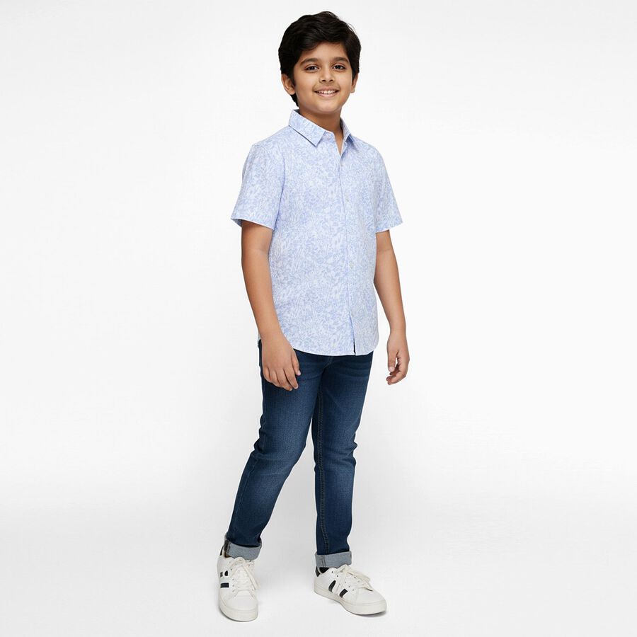 Boys' 100% Cotton Casual Shirt, Light Blue, large image number null