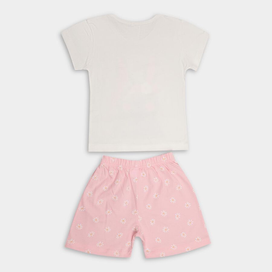 Girls' 100% Cotton Short Set, White, large