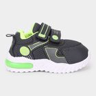 Boys Dark Charcoal Black and Neon Green Velcro Casual Sneakers, Grey, small image number null