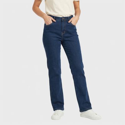 Women's Blue Straight Fit Washed Jeans
