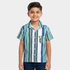 Boys' Green Cotton Camp Collar Casual Shirt, Light Green, small