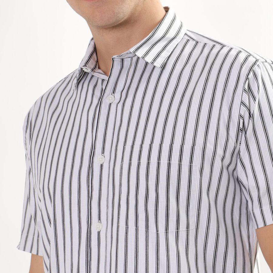 Men's Rich White Cotton Regular Collar Casual Shirt, White, large image number null