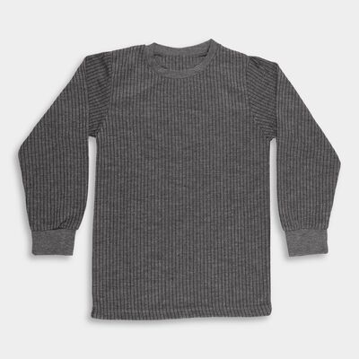 Boys Charcoal Grey Round Neck Thermal