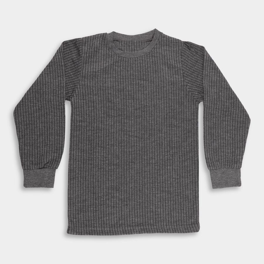 Boys Charcoal Grey Round Neck Thermal, चारकोल, large image number null
