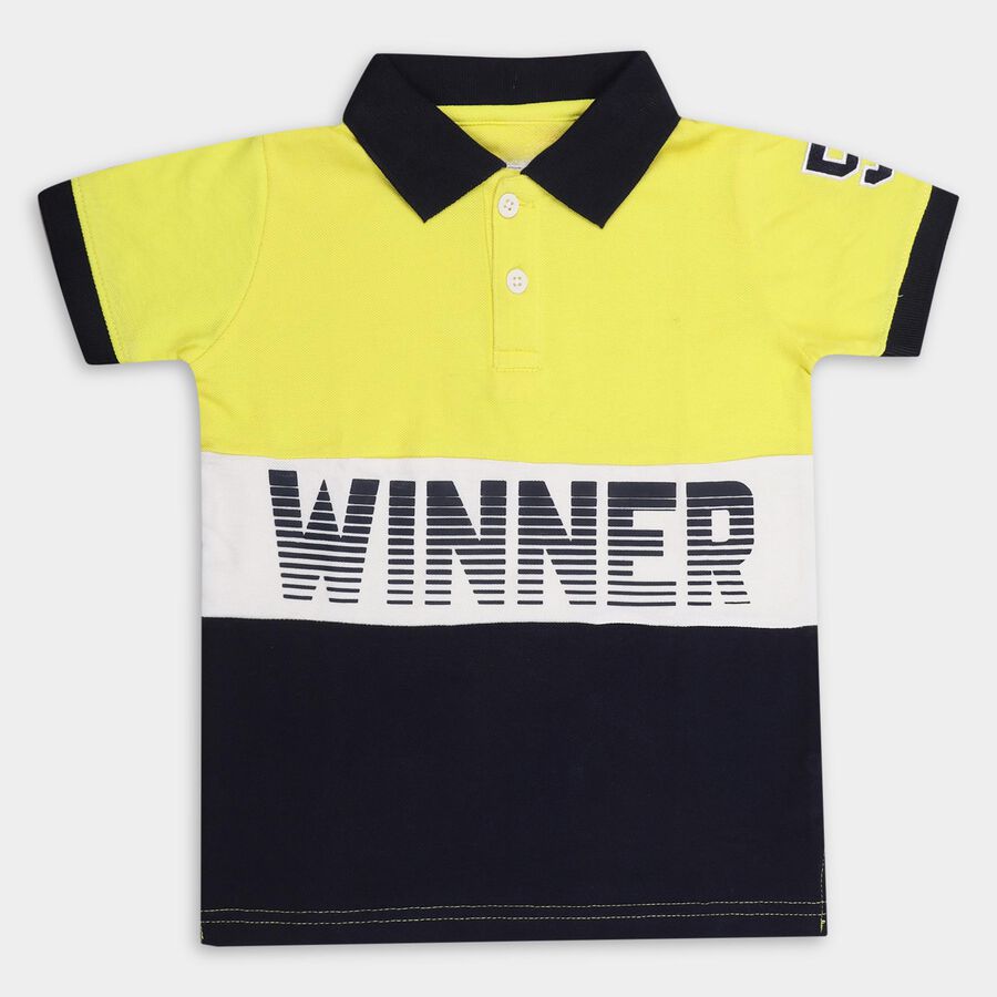 Boys' 100% Cotton Half Sleeves T-Shirt , पीला, large image number null