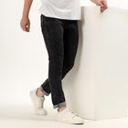 Men's Washed Black Skinny Fit Five-Pocket Jeans, Black, small image number null