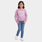 Girls' Lilac Crew Neck Pullover Sweatshirt, लाइलेक, small