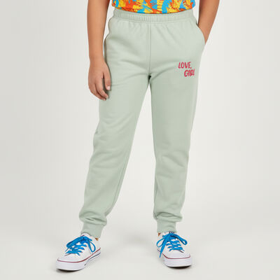 Girls' Soft Mint Green Printed Elastic Waist Winter Pyjama