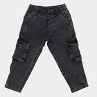 Boys' Grey Cargo Fit Elastic Waist Jeans, Light Grey, small