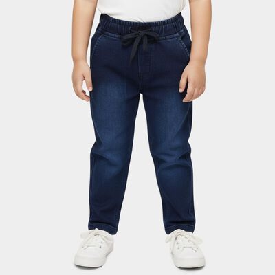 Boys' Navy Blue Regular Fit Drawstring Jeans