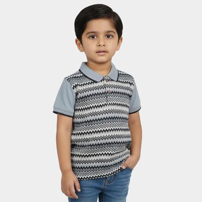 Boys Navy Blue Cotton Polo Neck Casual Boys T-Shirt