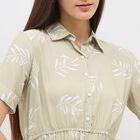 Women's Light Sage Green Collared Shirt Dress, Light Green, small