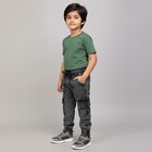 Boys Washed Black Cargo Fit Jeans, गहरा ग्रे, small image number null