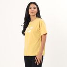 Women's Yellow Round Neck Casual T-Shirt, Yellow, small