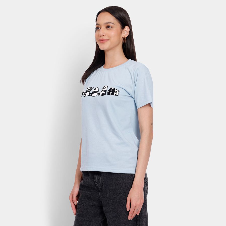 Ladies' Round Neck T-Shirt, हल्का नीला, large image number null