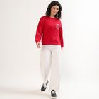 Women's Bright Cherry Red Crew Neck Casual Sweatshirt, Fuchsia, small image number null