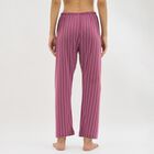 Women's Deep Berry Striped Relaxed Fit Full-Length Pyjama, Pink, small image number null