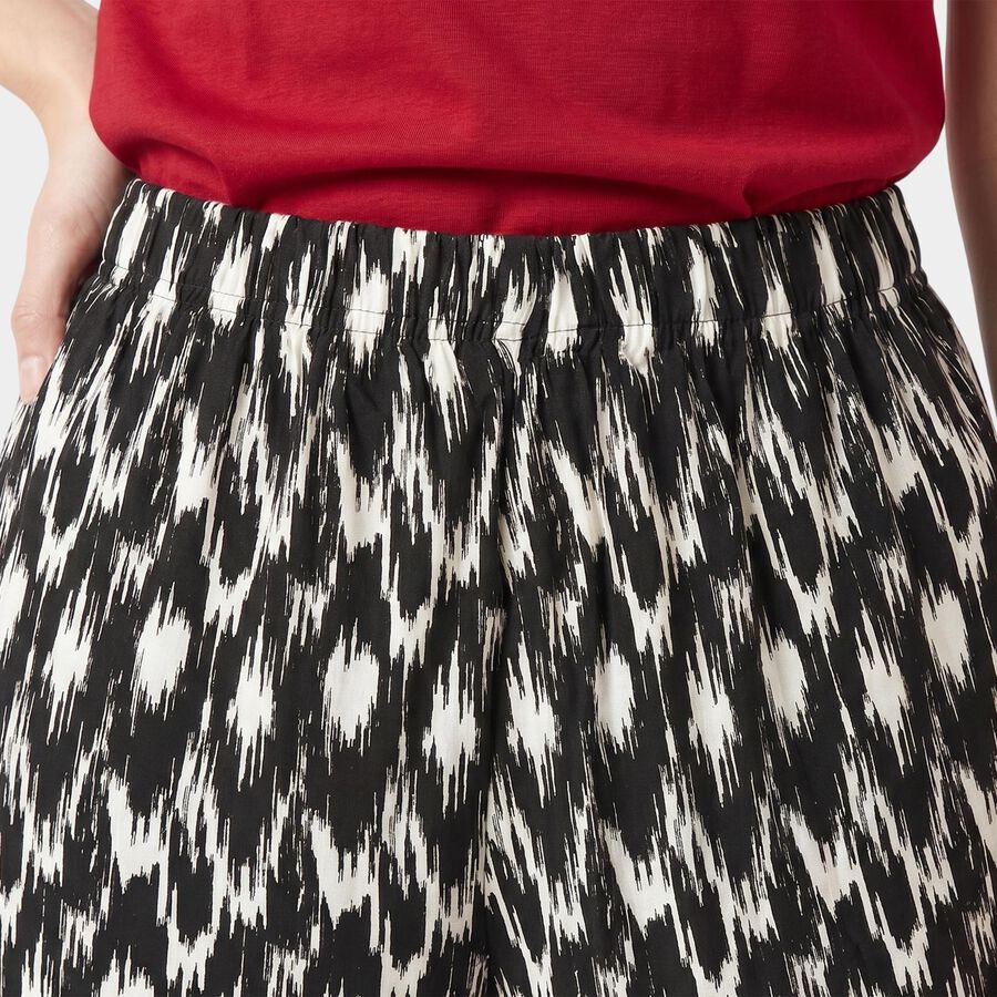 Women's Black Regular Fit Printed Palazzos, काला, large
