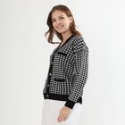 Women's Black and White V-Neck Classic Cardigan, Black, small image number null