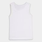 Girls Bright White Cotton Round Neck Sleeveless Vest, White, small image number null