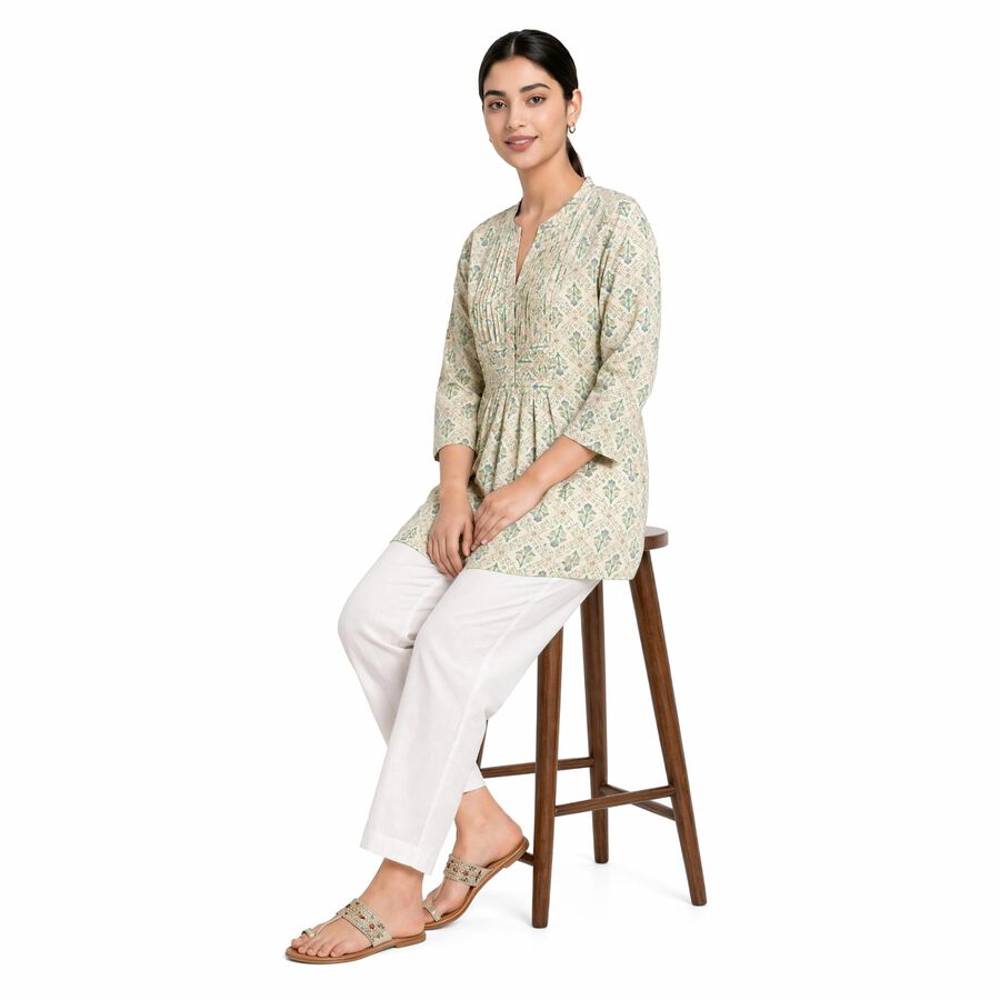 Women's Purple Notch Neck Floral Printed Kurti, Purple, large